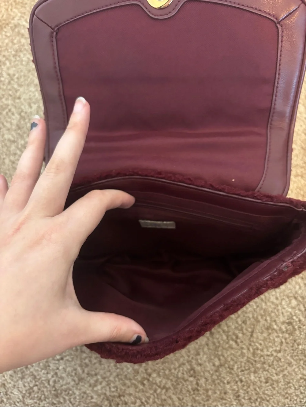 Plush Crossbody Bag in Burgundy - Women's Shoulder Bag A New Day Target